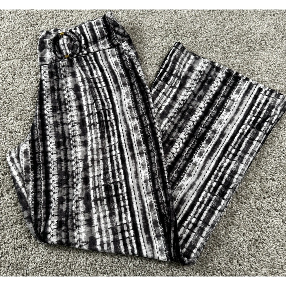 Robert Louis Women's Dress Pants Pull On Black White Stretch Large